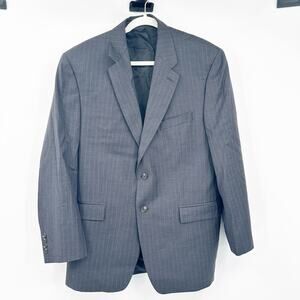 Lauren Ralph‎ Lauren Mens Business Formal Pinstripe 100% Wool Blazer 44R Gray